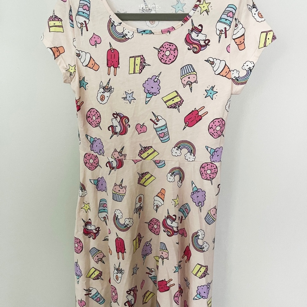 Children's Place Rosebud Uni-horn Girls Skater Dress 10/12